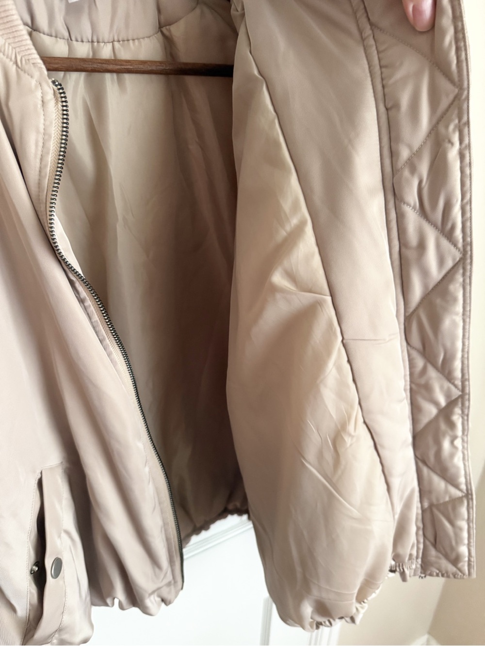 Olia Oversized Bomber Jacket Taupe - Lightweight Casual Bomber - Picture 9 of 14